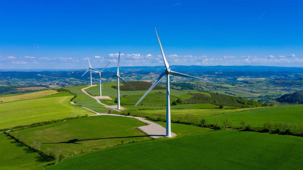 wind turbine, renewable energy- aerial view